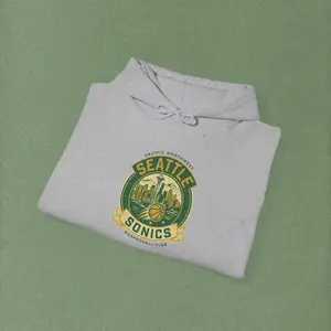 Seattle Sonics Inspired Emblem Hoodie | Vintage Basketball Logo Sweatshirt