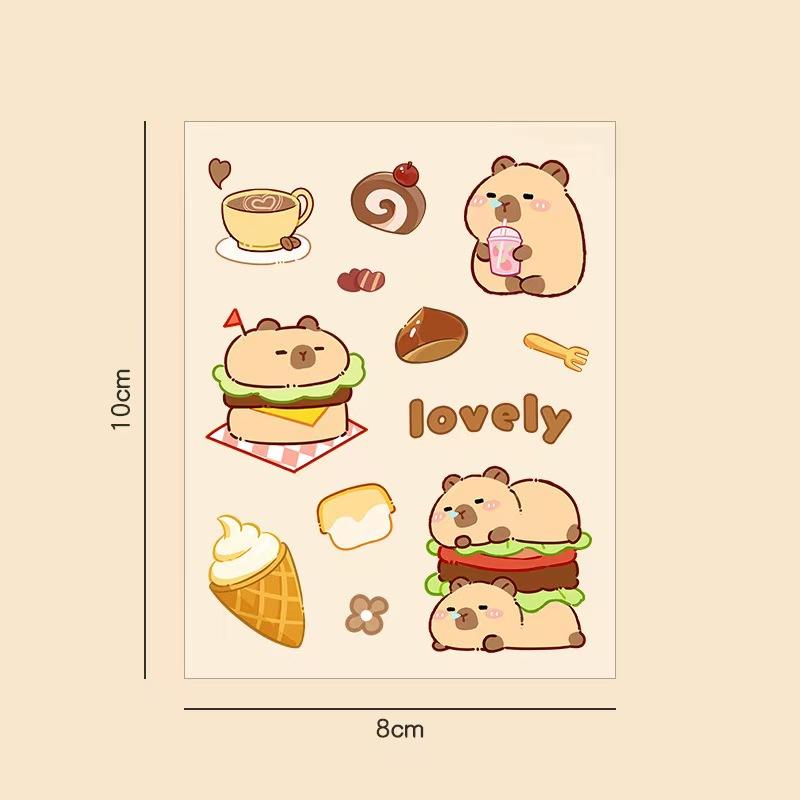 Capybara Stickers for Kids Girls Kawaii Panda Waterproof Cartoon Animal Stickers DIY Decorative Adhesive Sticker for Phone Case Stationery Party Gifts Original Design Kids' Valentine Exchanges scrapbooking  romance book sticker scrapbook supplies