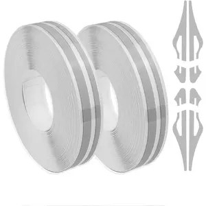 2PCS 32Ft Universal Silver Vinyl Pinstripe Tape Automotive Pinstriping Decals Stickers for Car Body Emblems Trim Decorations for Women Men