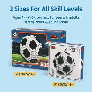 Creative Football Pixel Blocks Building Toy, Free Assembly Puzzle for Kids, Stress Relief Decor for Home Office, Educational Fun Gift