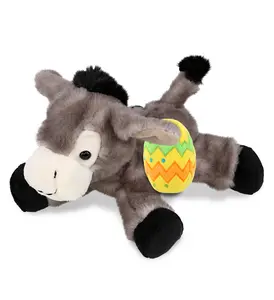 DOLLIBU 9 in Polyester Donkey Stuffed Toy - Super Soft Lying Grey Donkey with Yellow Easter Eggs, Spring-Themed Personalized Kids' Gift