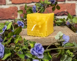 Honeycomb Cube w/honeybee made from Pure American Beeswax