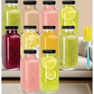 16oz Reusable Glass Bottles with Airtight Lids - Leakproof Juice Containers for Homemade Drinks & Storage - 10 Pack Durable Drinking Jars Includes Cleaning Brush - Perfect for Kombucha, Milk, Smoothies & Meal Prep Set Hand Kitchen Plastic bee charm