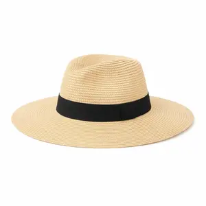 Womens Mens Wide Brim Straw Panama Hat Fedora Summer Beach Sun Hat UPF Straw Hat for Women