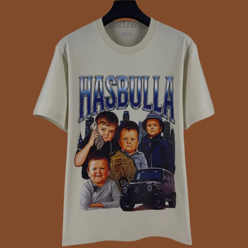 Hasbulla UFC Menswear T-Shirt - Short-Sleeve Casual Print MMA Fighter Graphic Tee, Unisex Combat Sports Fan Cotton Streetwear Top, Gift for Men Women, Shortsleeve, Round Neck