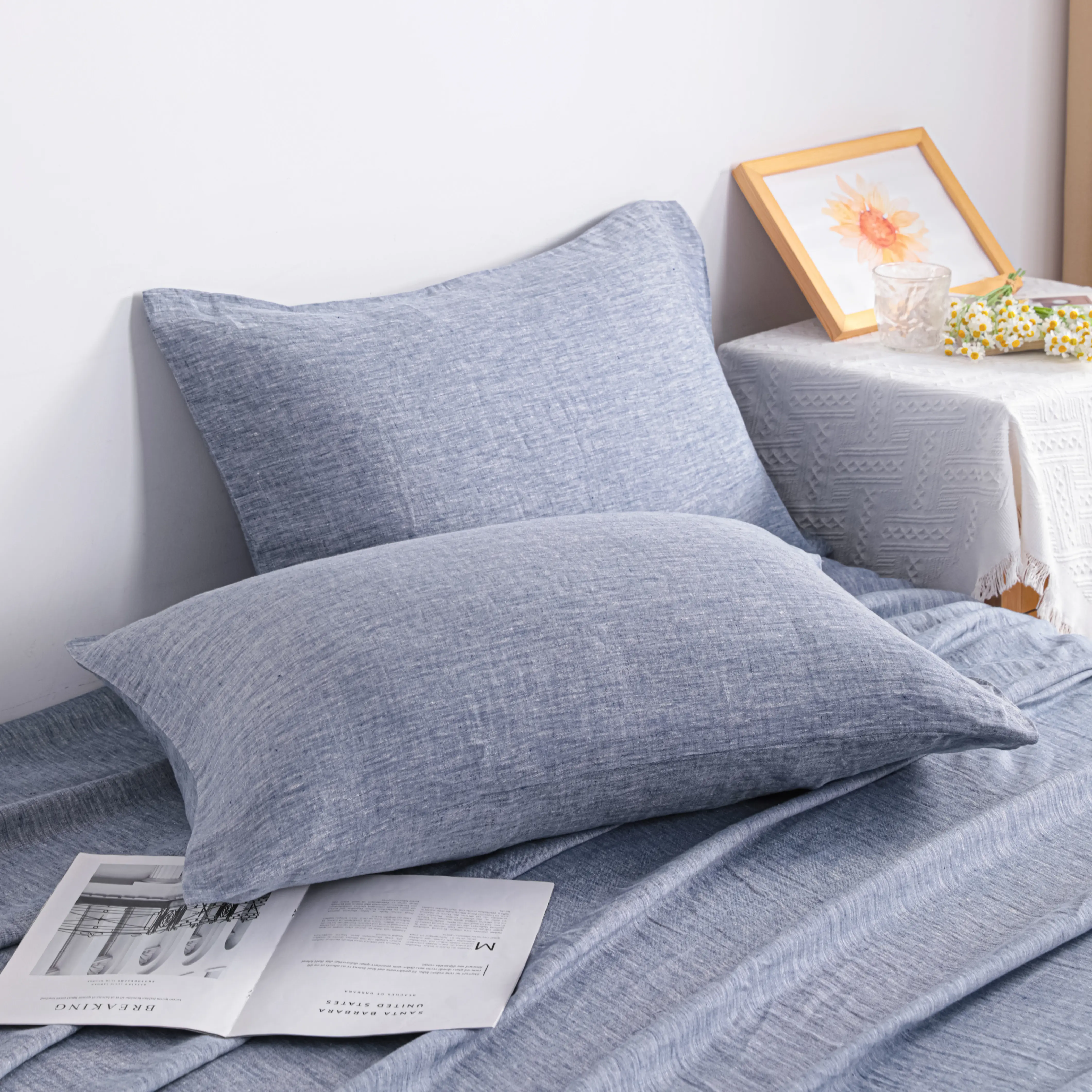 NTBAY️ French Linen Pillowcases – 2 Pack, Breathable & Cooling, Envelope Closure|