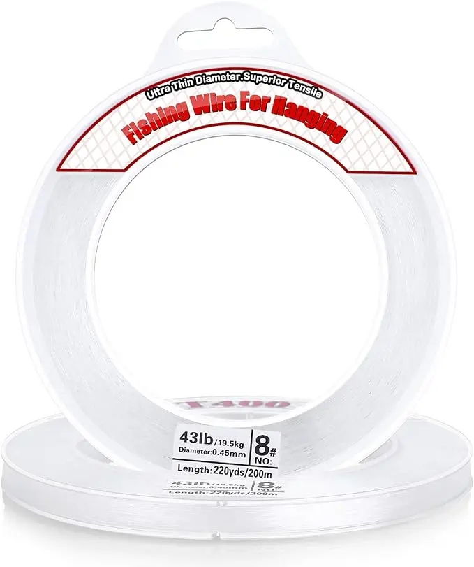 Clear Fishing Wire 656FT – Invisible Nylon Hanging String, Strong 40lb Line for Balloon Garland, Decorations, Hanging