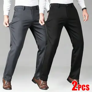Two-piece set: men’s high-end summer/autumn dress trousers, straight-leg casual pants suitable for formal occasions and home leisure wear; men’s formalwear with a summer vibe.