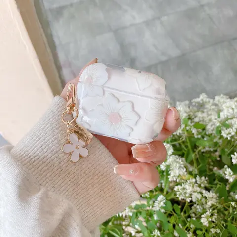 Sparkling Flower Floral High-Transparency Durable Case for AirPods Pro2/pro 3, Protective Cover for AirPods 4, Active Noise Cancelling, Cute Korean Style, Earphone Protective Cover