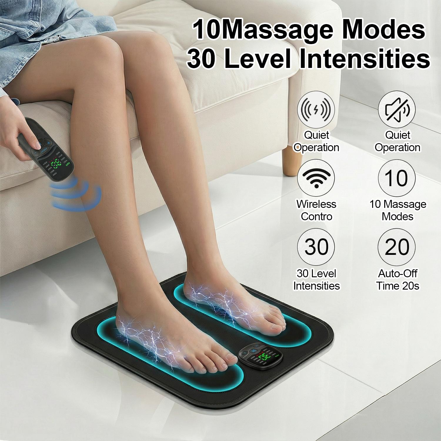 EMS Foot Massager Mat, Rechargeable Foot Stimulator with Remote Control, 10 Modes 30 Intensities Electric Foot Massager Pad, Portable Feet Massage Machine for Home Office Use EMS Foot Massager Mat, Rechargeable Foot Stimulator with Remote Control, 10 Modes 30 Intensities Electric Foot Massager Pad, Portable Feet Massage Machine for Home Office Use