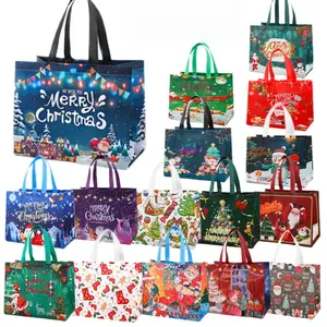 16/32pc,Practical festive gift tote bag portable non-woven structure with firm comfortable handles, fashionable holiday themed appearance fits Christmas and Easter atmosphere well. Large enough to pack various holiday gifts and party goods,