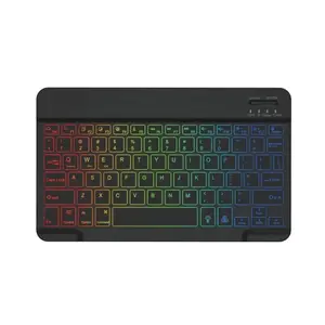 Ultra-Slim Lightweight Bluetooth-compatible Keyboard and Mouse, Portable Mini Wireless Keyboard, Rechargeable 7-Color Backlit, for Apple iPad iPhone Tablet Smartphone