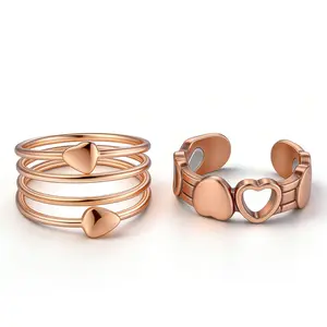 September Rose Gold Magnetic Rings for Women – Adjustable Heart-Shaped Energy Rings, Stylish Copper Therapy Jewelry for Daily Wear and Gifting Valentine’s Day gift