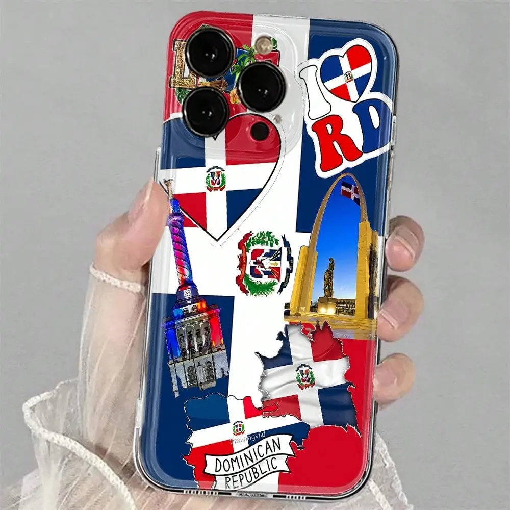 Dominican Pride Transparent Case - Premium Soft TPU Shockproof Phone Case For IPhone 17, 16, 15, 14, 13, 12, 11 Pro Max, 14 Plus, 12 Mini, X, XS Max, XR, 8, 7 Plus, Dominican Republic Phone Case, Phone Case, Case