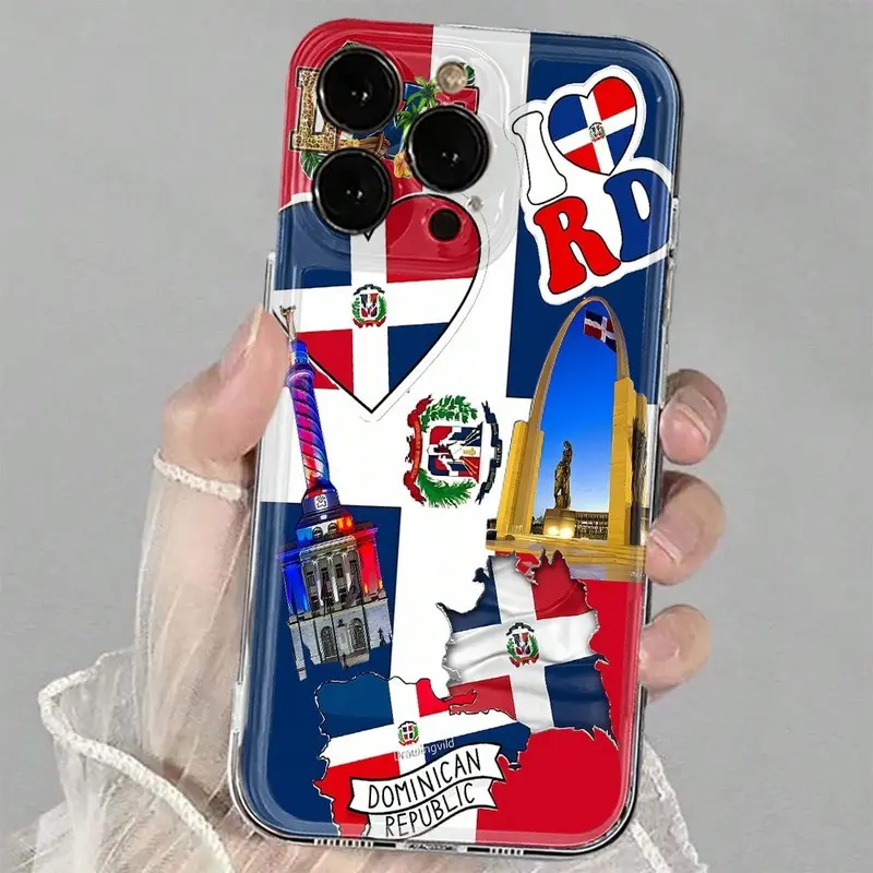 Dominican Pride Transparent Case - Premium Soft TPU Shockproof Phone Case For IPhone 17, 16, 15, 14, 13, 12, 11 Pro Max, 14 Plus, 12 Mini, X, XS Max, XR, 8, 7 Plus, Dominican Republic Phone Case, Phone Case, Case