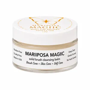 Brush Cleansing Balm – Solid Makeup Brush Cleaner with Soft Toasted Marshmallow Scent – Deep Cleanses + Conditions Beauty Brushes & Sponges (SHIIMMER 1 ounce)