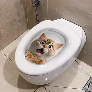 A Scary Cat Toilet Sticker - Humorous Home Decor Sticker for Unique Vibe - Fun and Amusing Design for Your Bathroom