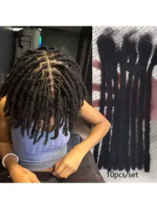 10pcs Permanent Human Hair Dreadlock Extensions - Natural (Can Be Dyed/Bleached), Handmade Voluminous Dreadlocks For Men & Women - Long-Lasting Hairstyle For Everyday & Special Events - Suitable For All Light Beige Tones & Hair Types, Hair Weave