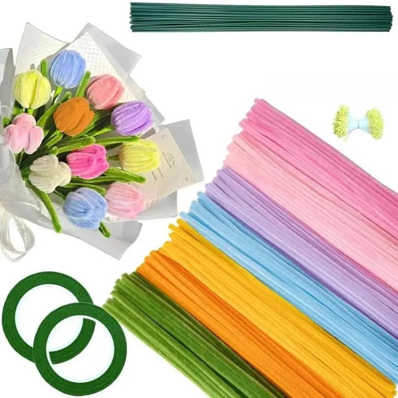 577pcs twist stick bouquet set, Diy bouquet arrangement, used for DIY handmade decorations, artificial flower decoration, Decorative Flowers, Christmas, Halloween gifts, party decorations, holiday crafts, for craft enthusiasts, gift makers