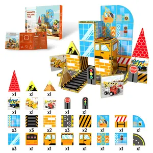 44pcs Magnetic Tiles Set, City Building Series, 3D Stem Construction Toy for Kids 3-8 Years, Unisex Creative Sensory Learning Kit