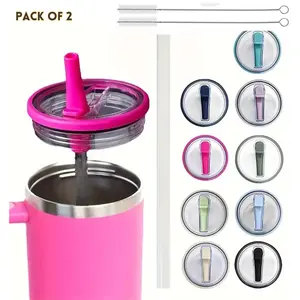2 Pack 40 Oz Tumbler Flip Straw Lid Replacement for Stanley Quencher and Hydro Jug Traveler, Spill Proof Splash  Bottled, Water Bottles Drinkware Cup