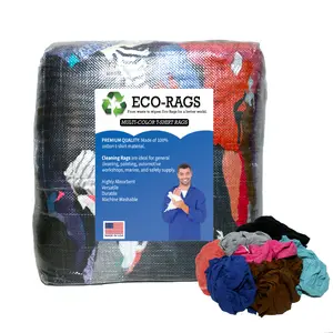 Recycled Multi-Color T-Shirt Rags – Washable, Absorbent, Eco-Friendly All-Purpose Rags for Cleaning, Painting, Staining, & Dusting – 25 lbs. Bag