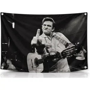 3x5 Feet Cash The Man in Black Flag with Four Brass Grommets - America Country Singer Banner for Outdoor or Indoor - Wall Tapestry Poster Signs Decorations for Bedroom or College