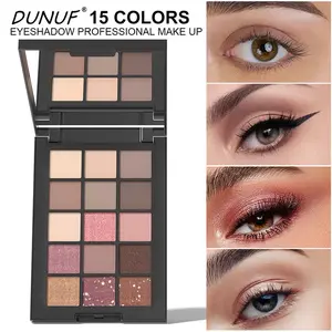 DUNUF  Brown Eyeshadow Palette with Pink Glitter Sequin for Christmas & Halloween Long Lasting Eyes Makeup Palette