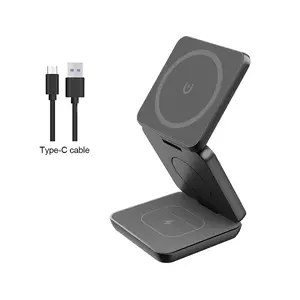 3 in 1 Magnetic Wireless Charger Portable Fast Charging Dock Station Foldable Stand Trip Charger For iPhone Apple Watch AirPods