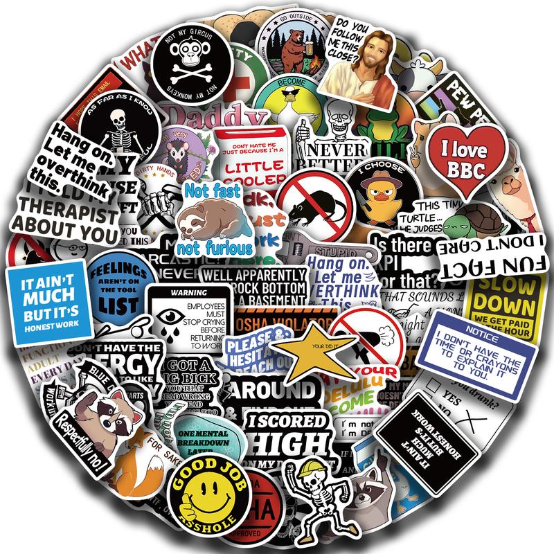 100PCS Funny Saying Sticker Pack - Snarky, Sarcastic Bold Humor Vinyl Waterproof Meme stickers for laptop, computer, water bottle, ipad, phones bumper folding  chair sticker pack