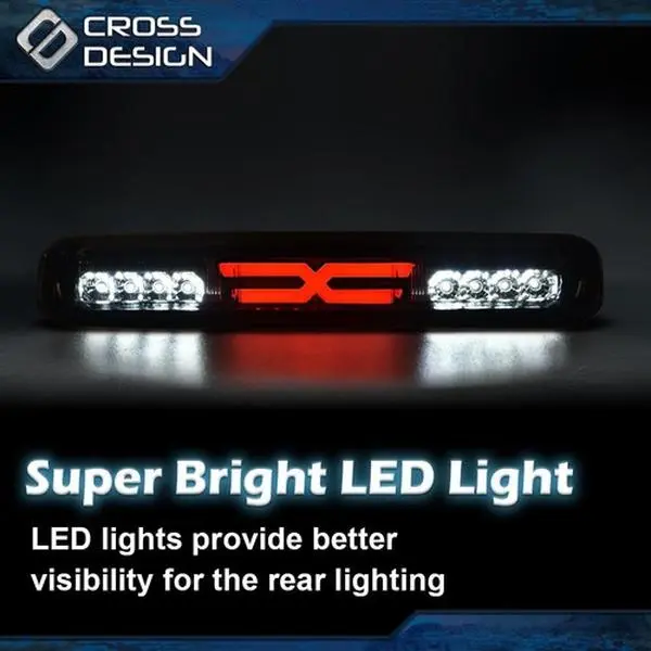 CROSSDESIGN Smoked 3D Polycarbonate LED Tail Brake & Cargo Lamps, Brighter Custom Lens Vehicle Accessories for 99-07 Chevy Silverado/Sierra 1500 2500 3500 Truck Pickup Tailgate Lights (Show Use)
