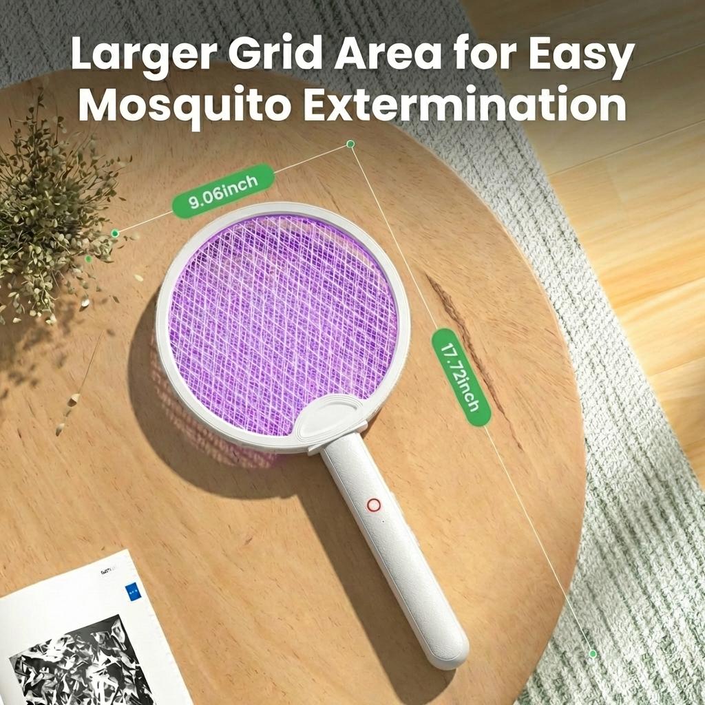 Foldable Electric Fly Swatter Racket 3000V, USB Rechargeable Bug Zapper with Purple Attractant Light, 1200mAh Portable Handheld Mosquito Killer - Kills Mosquitoes, Flies, Gnats, Wasps, Fruit Flies for Indoor Home, Backyard, Patio, Camping Foldable Electric Fly Swatter Racket 3000V, USB Rechargeable Bug Zapper with Purple Attractant Light, 1200mAh Portable Handheld Mosquito Killer - Kills Mosquitoes, Flies, Gnats, Wasps, Fruit Flies for Indoor Home, Backyard, Patio, Camping