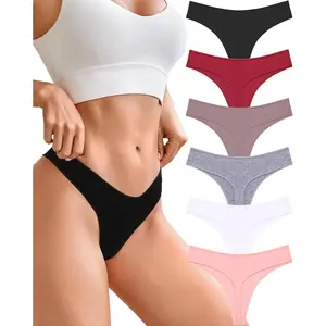 Cotton Thongs for Women Sexy Womens Underwear Breathable Stretch Low Rise Ladies Panties 6 Pack XS-XL