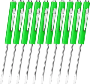 10 count Pocket  Mini Tops and Pocket Clips  Slotted Small Screw Driver with a Single   for Mechanical, Electrician(Green)