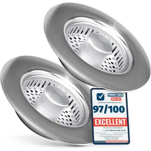 2 Pack - Kitchen Sink Drain Strainer Bathroom 3 in 1 Stainless Steel Sink Strainer Sink Stopper Dish Drainers Small Plug Filter Clearance Sink Cover  Catcher Sink Protectors