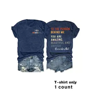 Women's Summer Casual Vintage Style Letter Print Round Neck Short Sleeve T-Shirt, Comfortable Breathable Fit S-Xxl