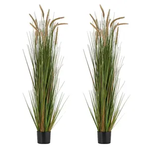 【SummerFinds】VEVOR Decorative Lightweight Plastic Artificial Horsetail Reed Grass, 2-Pack 59in Potted Faux Greenery Shrubs, Premium PVC for Indoor Home Garden Office Decor, Housewarming Gifts