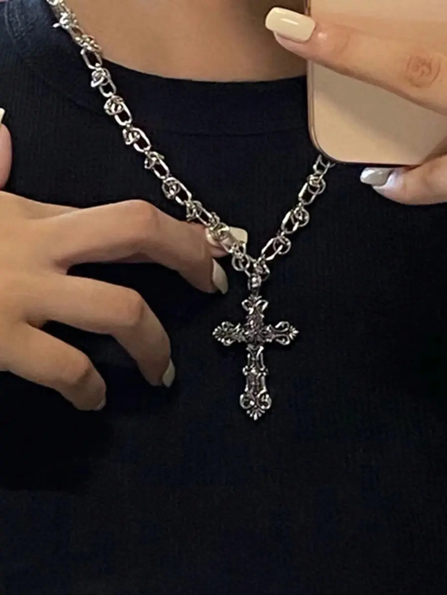 1PC Gothic Pendants Necklace For Men Couple Kpop Punk Chain Necklaces Long Korean Fashion Y2K Jewelry On The Neck Gift