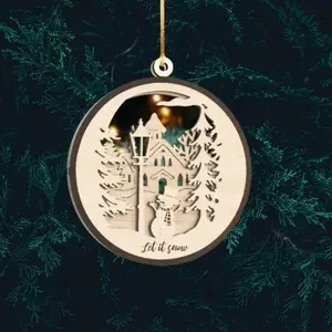 Christmas Coloring Ornament - Snowman in town