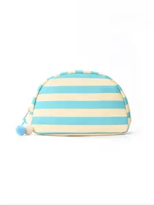 Striped Shell Makeup Bag, Large Capacity Travel Cosmetic Storage, Stylish and Simple Design for All Seasons, Essential Organizer for Cosmetics, Cosmetic Pouch, Cosmetic Bags