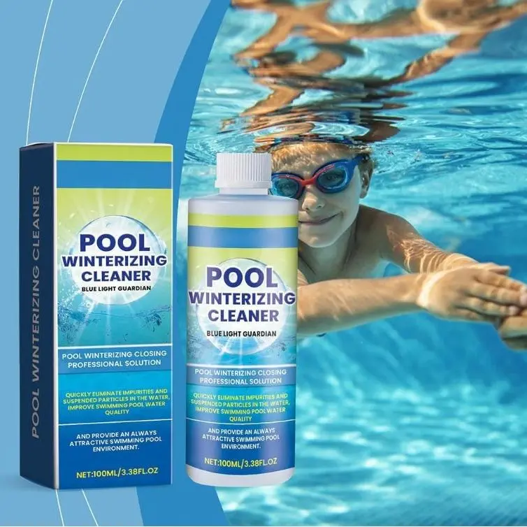 Homonth Pool Winterizing Cleaner 3.38oz, Swimming Pool Closing Clarifier, Blue-White Bottle (1 Pack), Quickly Reduces Suspended Particles and Helps Improve Water Quality, Reliable Maintenance Chemical for Inground Above-Ground Pools and Spas.