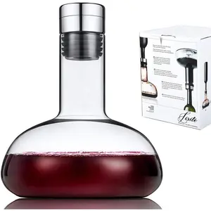 Circulation Wine decanter 50oz Wine Carafe with lid,100% Hand Blown Crystal Aerator decanter,Red Wine Decanter Gift For Wine Accessories