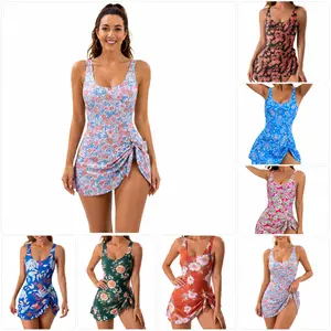FEITAI Women's Floral Print Swim Dress – Skirted One-Piece Bathing Suit with Tummy Control, Comfortable & Slimming Swimsuit for Summer Womenswear Fashion Style