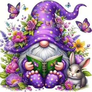 Cartoon Style Gnome Pattern DIY Diamond Arts Colorful Painting Kit without Frame, DIY 5D Diamond Arts Colorful Painting Kit, Wall Art Decor for Home