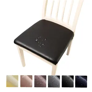 2025 New Waterproof PU Leather Seat Covers for Chairs Set of 4, Stretch Dining Chair Seat Covers, Stable Washable Chair Protectors Slipcovers for Home, Kitchen,Office