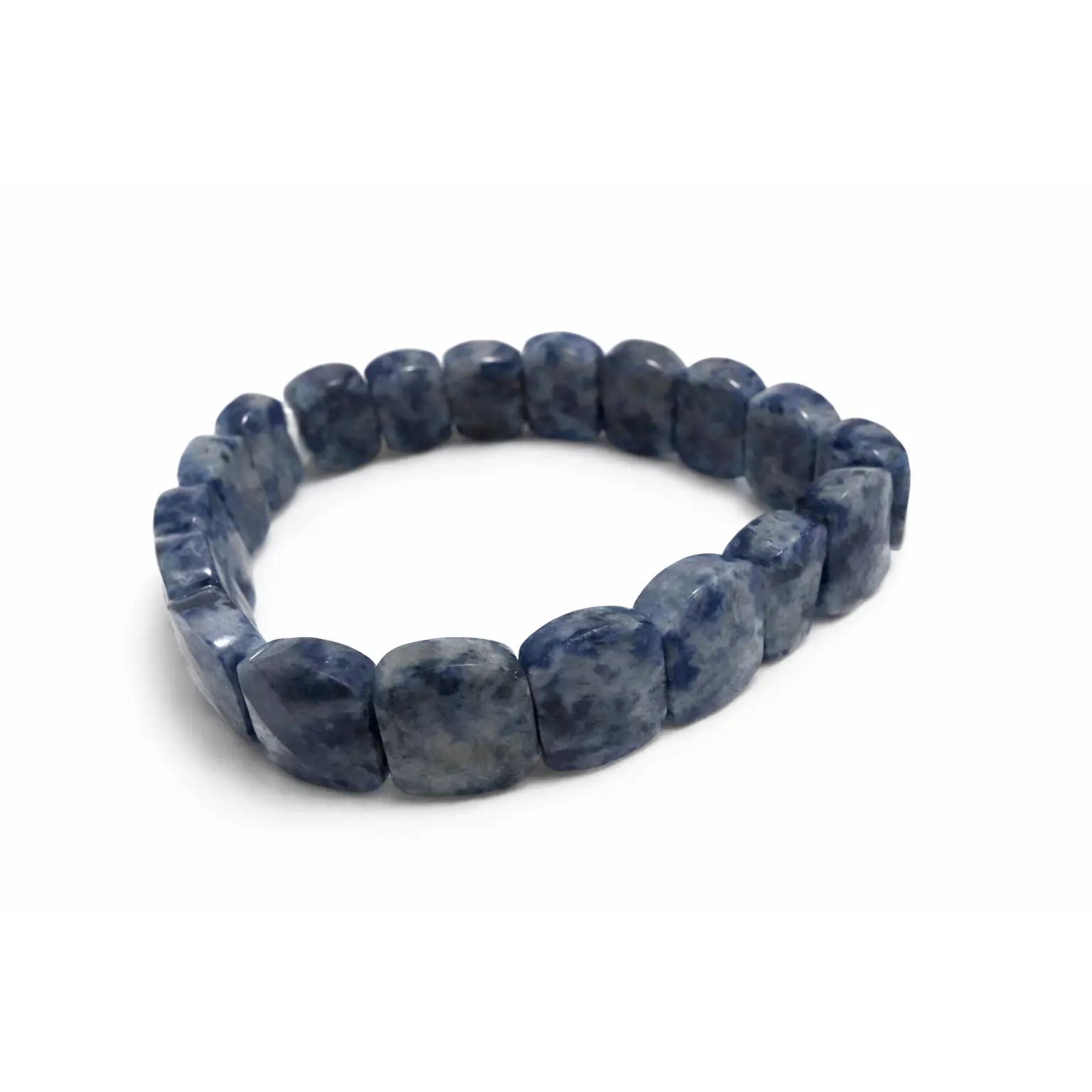 Faceted Blue Dot Jasper Semiprecious Stone Bracelet - Casual Beaded Jewelry for Adults, Grounding & Stabilizing Accessory for Emotional Balance, Harmony Restoration, Stress Release