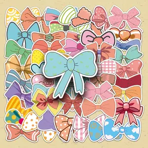 Cartoon Bow Pattern Sticker, 50pcs/set Cute Bow Decorative Sticker, DIY Decals for Scrapbooking, Journaling, Gift Wrapping, Greeting Cards, Sticker Packs