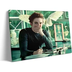 Funny Framed Canvas Wall Art Bathroom Decor Movies Poster Print Edwards Oil Painting Humorous Picture Modern Artwork for Living Room Dorm Wall Home Decoration (24x30inch)