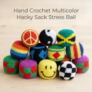 Hand Crochet Hacky Sack Footbag | Guatemalan Juggling Ball, ADHD Fidget Toy, Retro 90s Sports Gift for Him, Custom Stress Relief