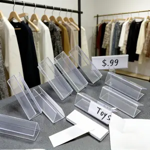 20set Clear Plastic Shelf Label Holders with Blank Inserts for Pantry Organization